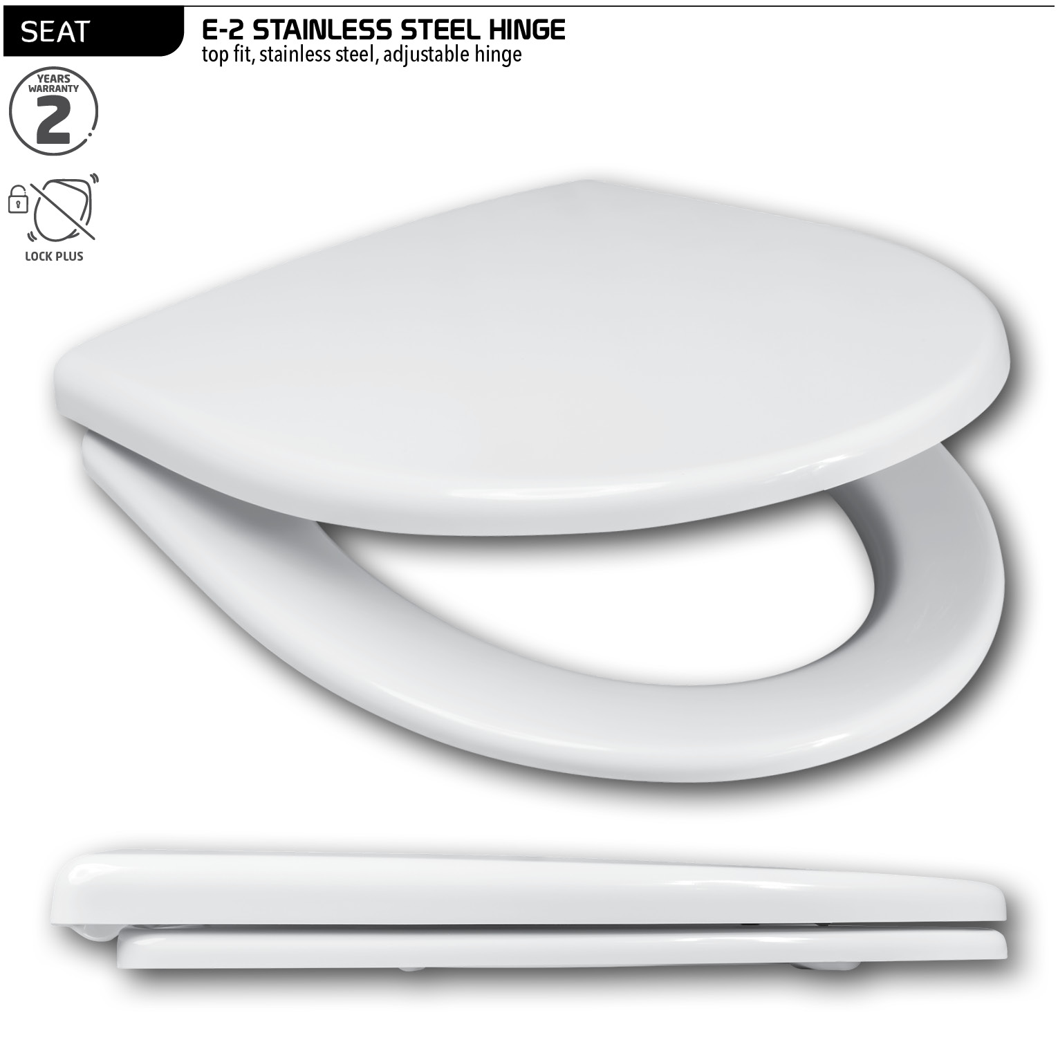 E-2 Toilet Seat - SS hinge